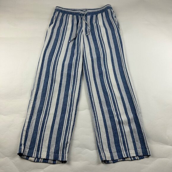 Old Navy Pants - Old Navy Blue Striped Linen Blend Relaxed Leg Lounge Pant S